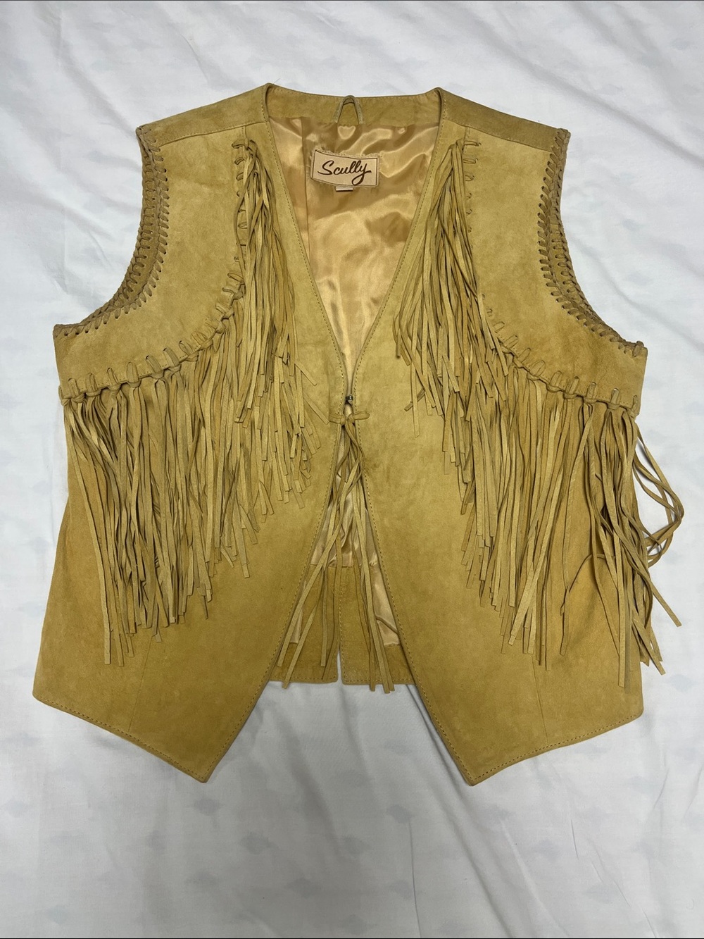 Vintage Scully Mustard Suede Fringe Vest - Golden